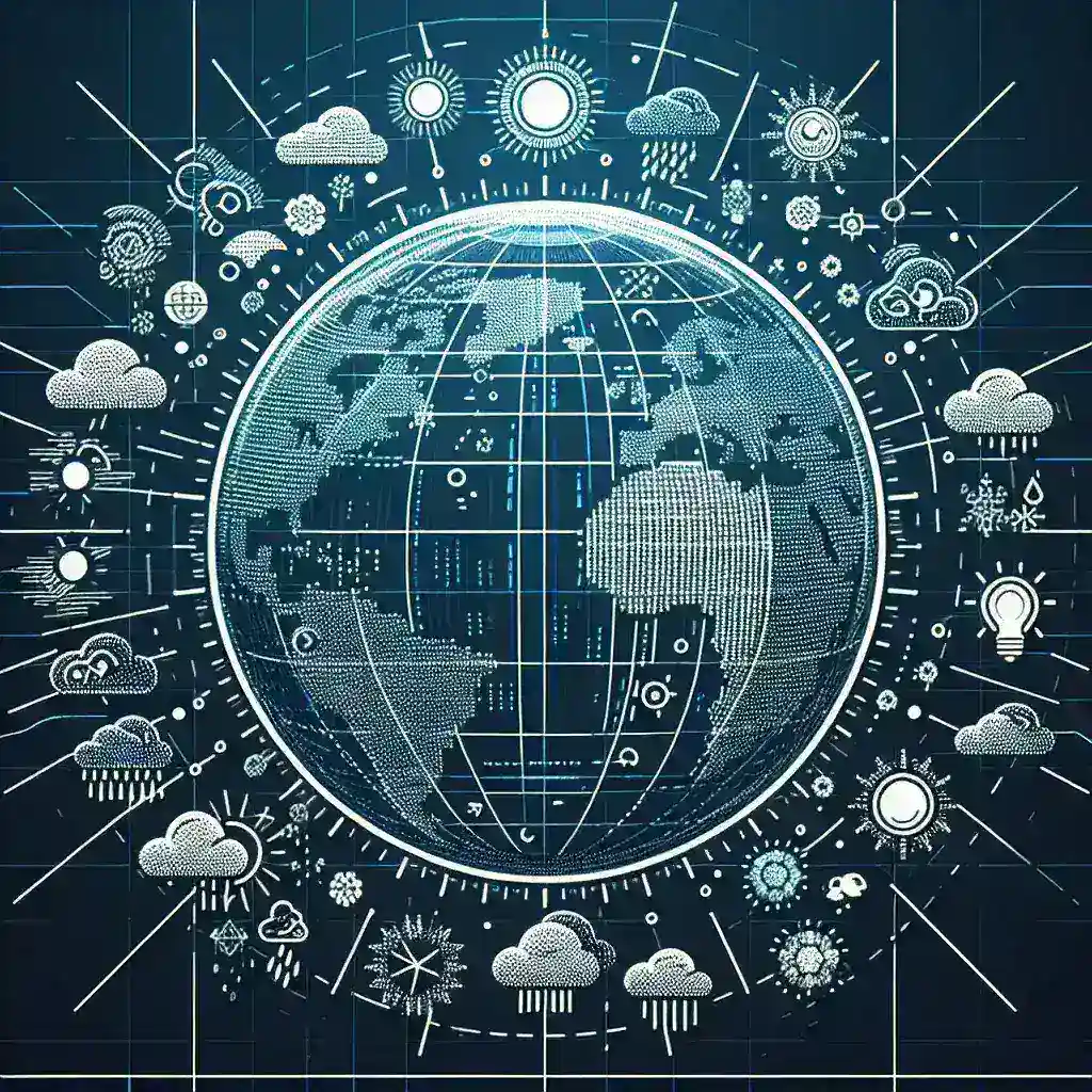 "Visualisasi overlay cuaca real-time berbasis satelit pada Google Earth, menampilkan kondisi cuaca terkini dan efek visual yang dinamis."