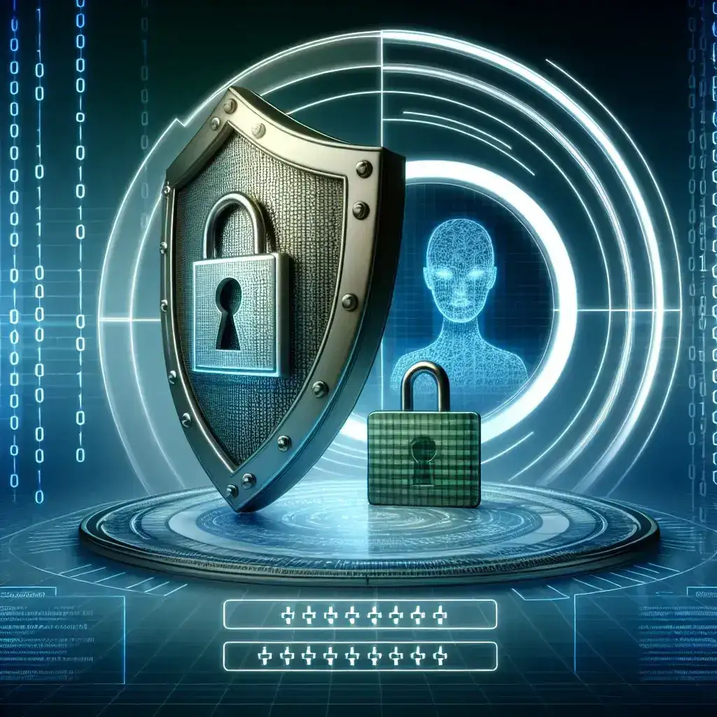 "Ilustrasi aplikasi pengelola password aman untuk melindungi akun dari serangan siber, menampilkan antarmuka pengguna yang intuitif dan fitur keamanan canggih."