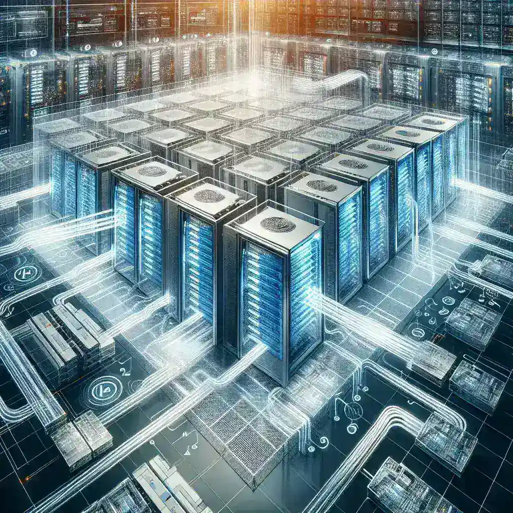 "Cold Plate cooling system installed in a data center, showcasing energy-efficient technology for optimal thermal management in IT environments."