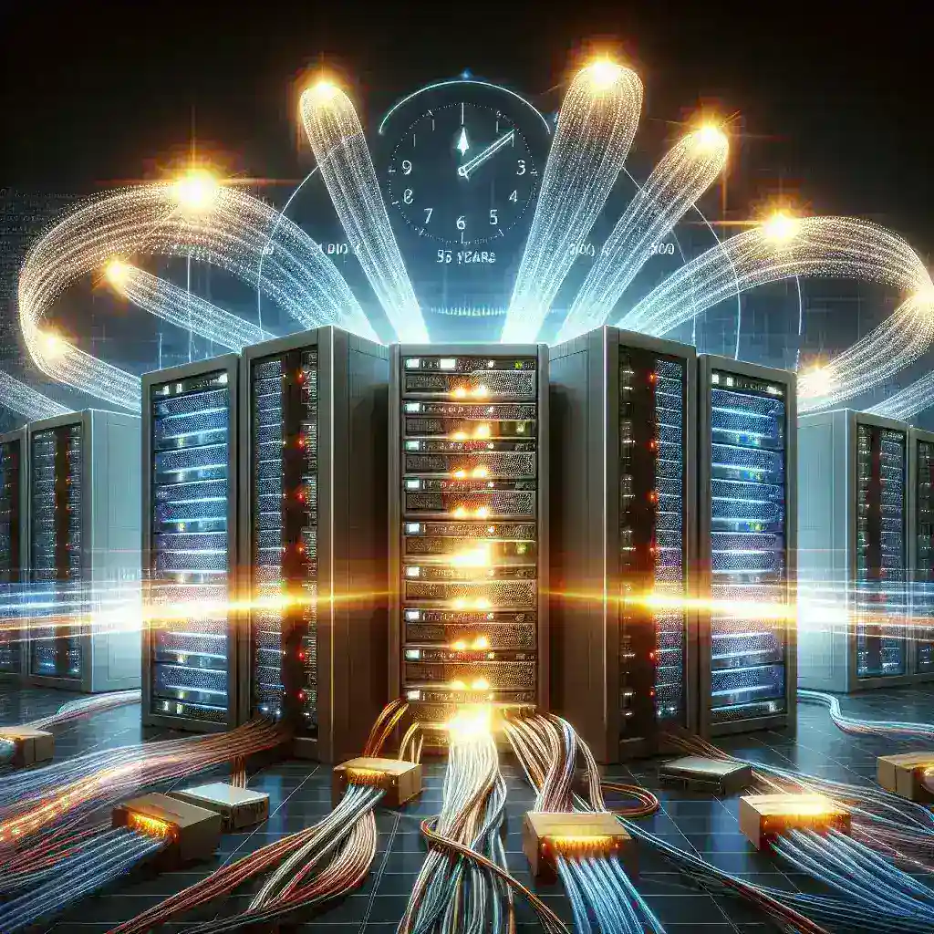 "Diagram illustrating the significant growth in bandwidth capacity for data center interconnects, highlighting a sixfold increase over five years, as discussed in the article 'Bandwidth Data Center Interconnect Naik Enam Kali Lipat dalam Lima Tahun.'"