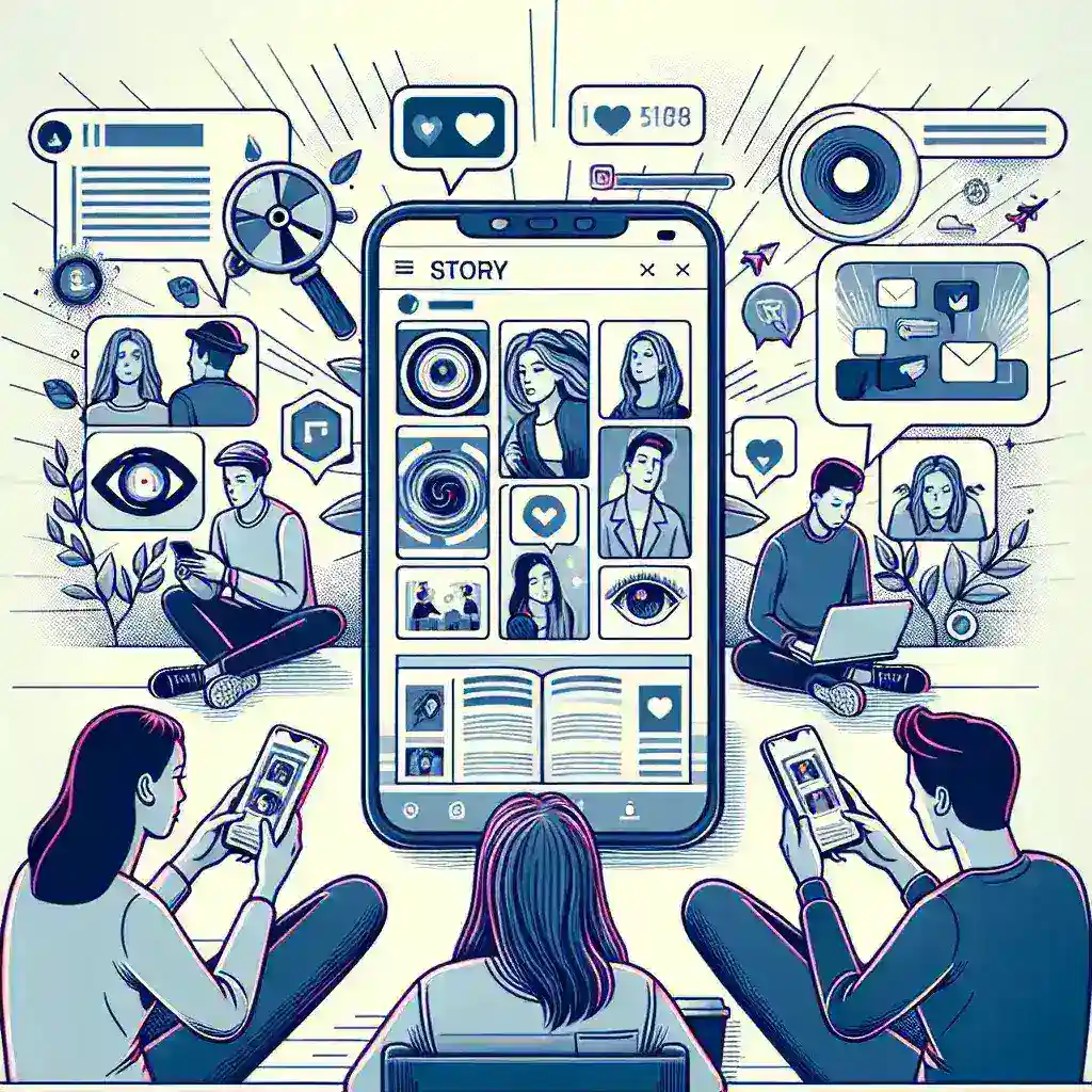 "Contoh tampilan fitur Pemirsa Cerita di Instagram dengan berbagai interaksi pengguna, menunjukkan cara memanfaatkan panduan lengkap dan fitur unggulan dalam meningkatkan engagement."