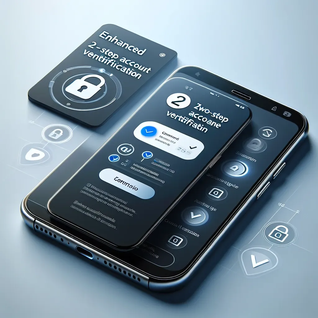 "Ilustrasi fitur verifikasi akun dua langkah WhatsApp yang ditingkatkan, menampilkan antarmuka pengguna dan langkah-langkah pengaturan agar pengguna dapat meningkatkan keamanan akun mereka."